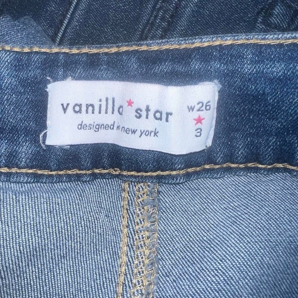 Vanilla Star Y2K Flare Jeans Juniors Size 3 Dark Blue Denim Bell Bottom - Picture 6 of 6
